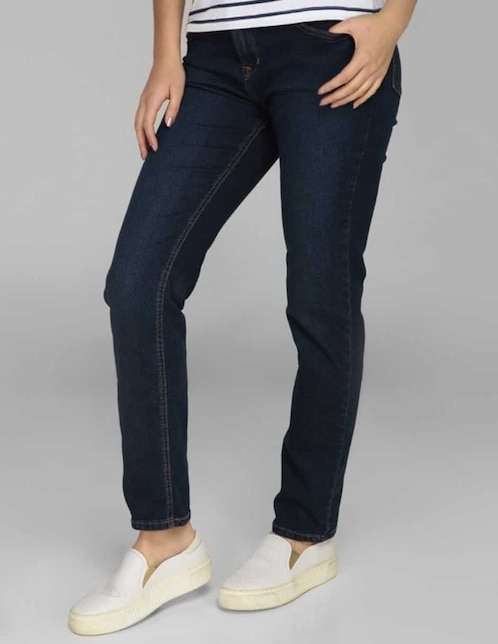 Jeans slim corte cintura para mujer 1