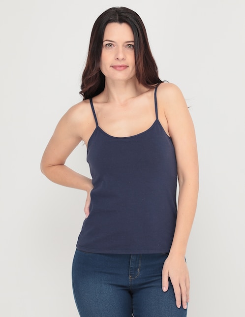 Top cuello redondo escote regular tirante delgado 1