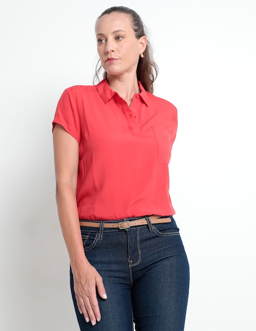 BLUSA WKMN25060-02 W, CH, CARMÍN CLARO