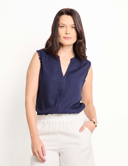 BLUSA WKM25173-04 WEE, CH, AZUL MARINO