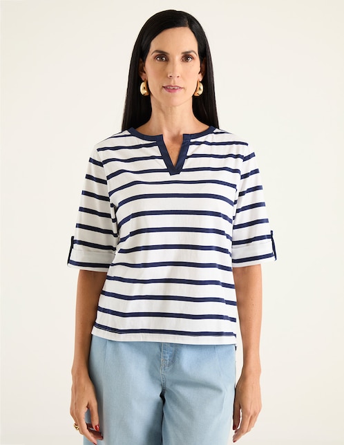 Playera manga al codo para mujer 1
