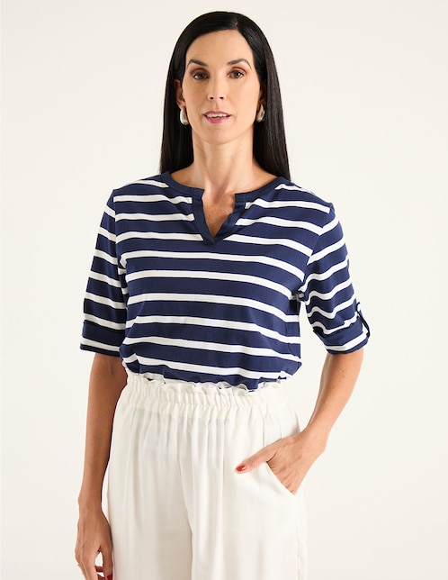 PLAYERA WKMN25382-09 W, G, AZUL MARINO