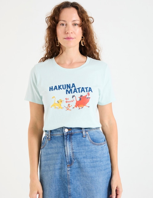 Playera manga corta Hakuna Matata cuello redondo para mujer 1