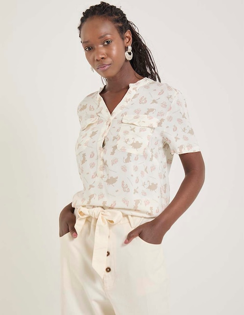 Blusa manga corta para mujer