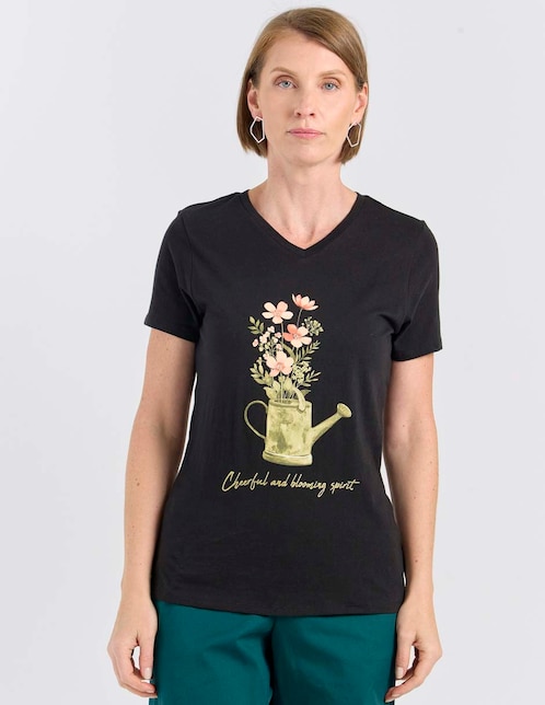 Playera manga corta cuello redondo para mujer 1