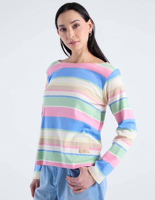 Playera manga larga cuello redondo para mujer 1