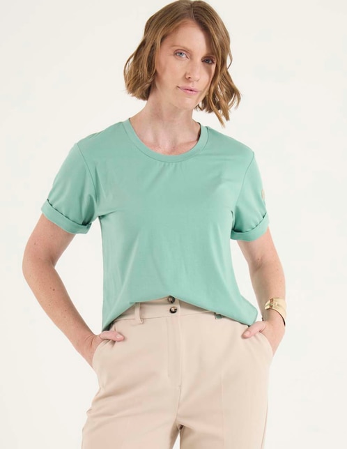 Playera manga corta cuello redondo para mujer 1
