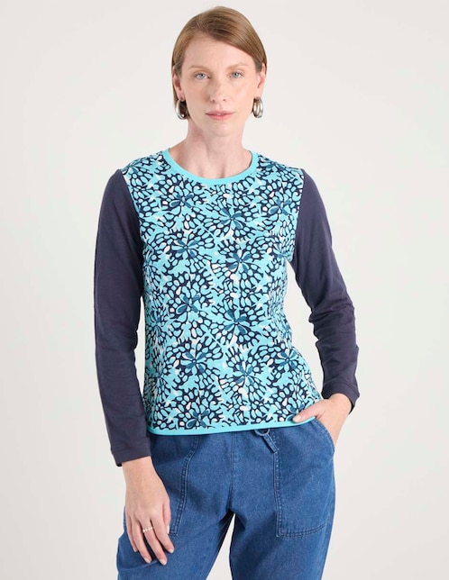 Playera manga larga cuello redondo para mujer 1