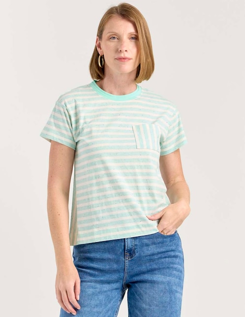 Playera manga corta cuello redondo para mujer 1