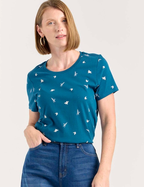 Playera manga corta cuello redondo para mujer 1