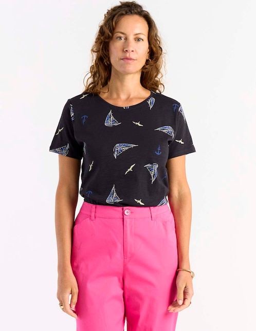 Playera manga corta cuello redondo para mujer 1