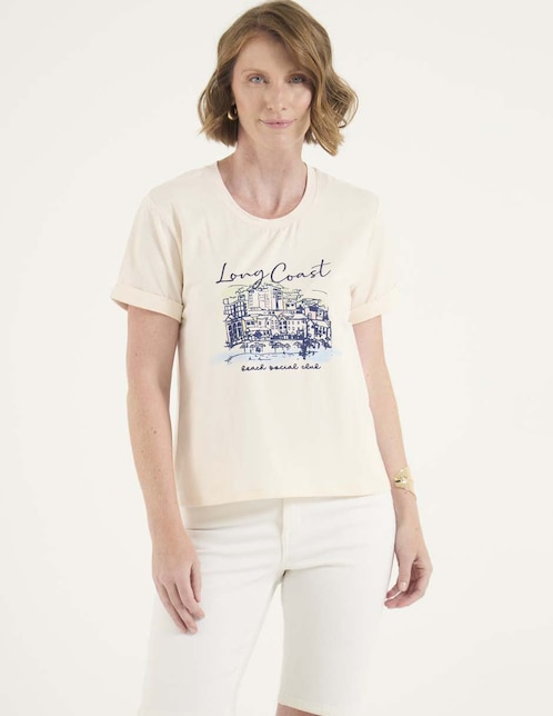 Playera manga corta cuello redondo para mujer 1
