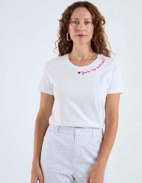 Playera manga corta cuello redondo para mujer 1