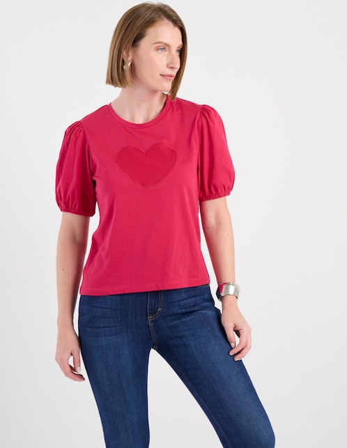 Playera manga al codo cuello redondo para mujer 1