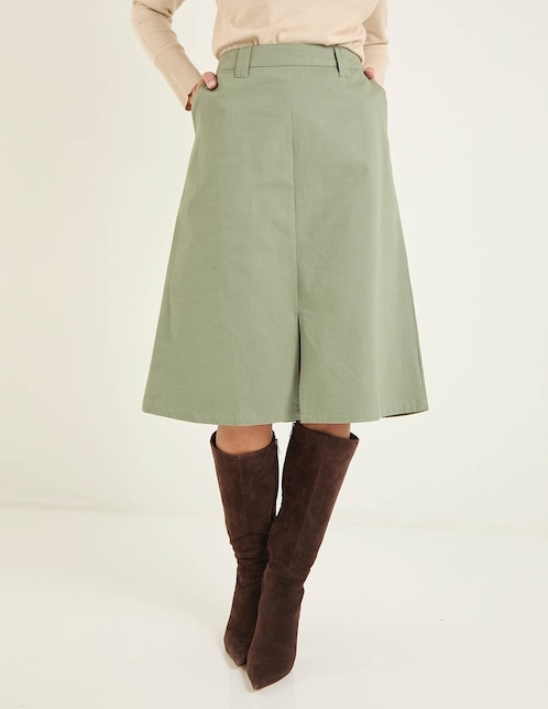 FALDA 3/4 WEEKEND, 36, EJÉRCITO LISO LI