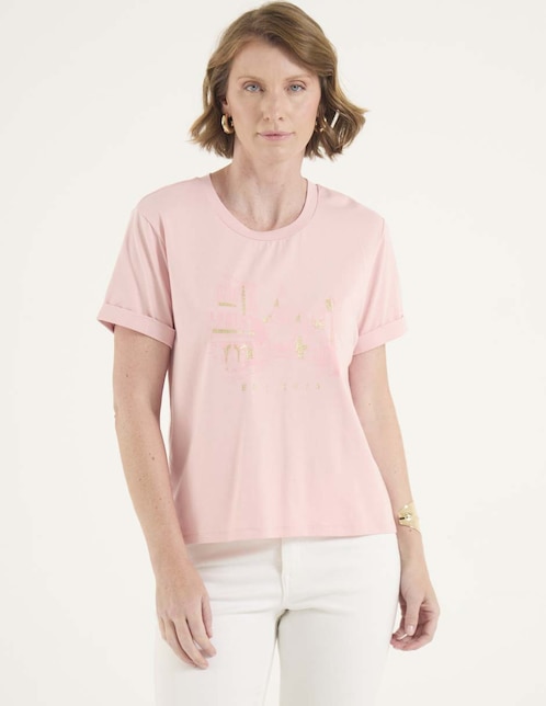 Playera manga corta cuello redondo para mujer 1