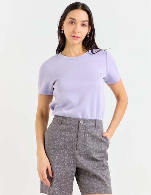 Playera manga corta cuello redondo para mujer 1