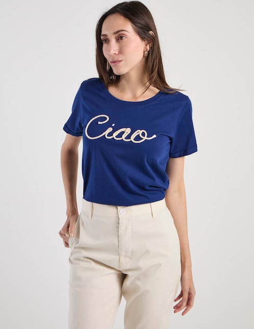 Playera manga corta Weekend cuello redondo para mujer