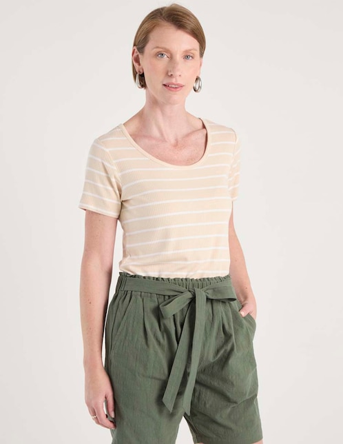 Playera manga corta cuello redondo para mujer 1