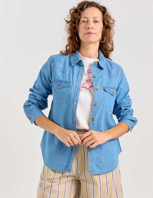 Blusa camisera Weekend manga larga para mujer