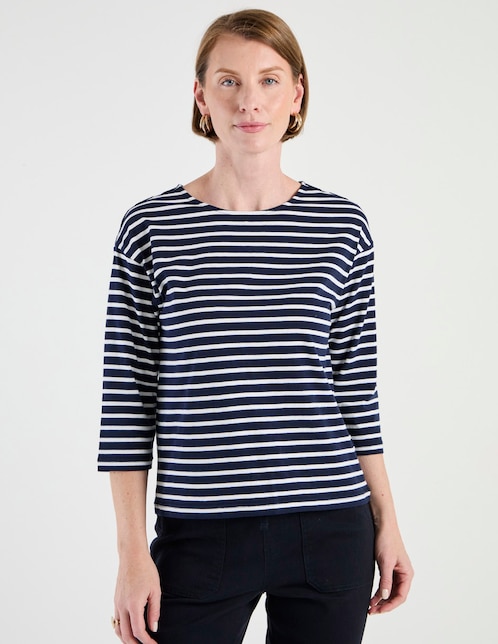 Playera manga 3/4 cuello redondo para mujer 1
