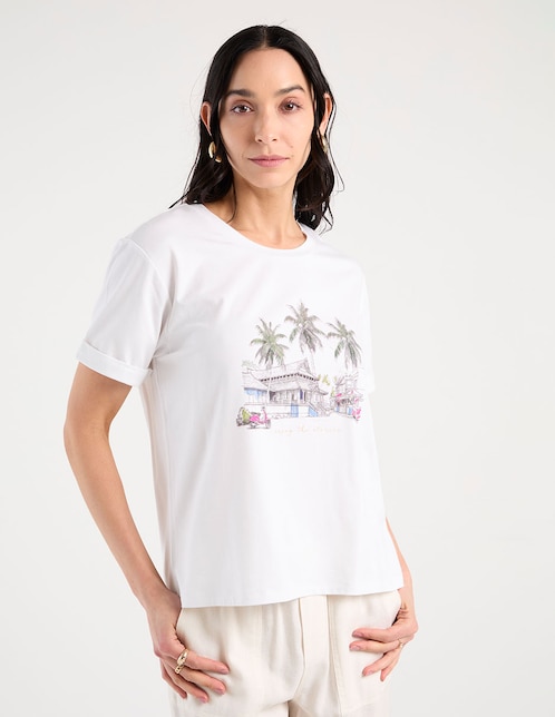 Playera manga corta cuello redondo para mujer 1