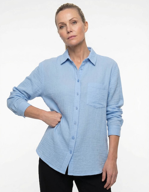 Blusa camisera Weekend manga larga para mujer