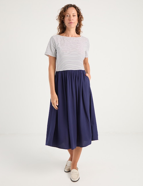 VESTIDO WEEKEND, CH, AZUL MARINO ESTAMP