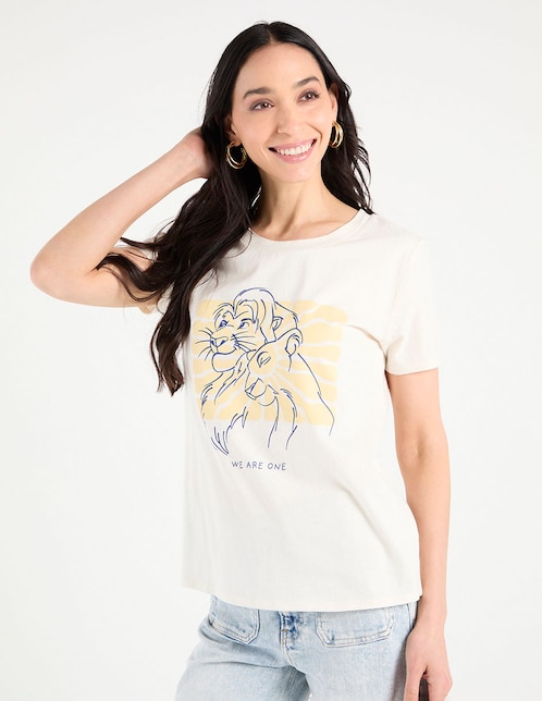 Playera manga corta Disney DTR Simba cuello redondo para mujer