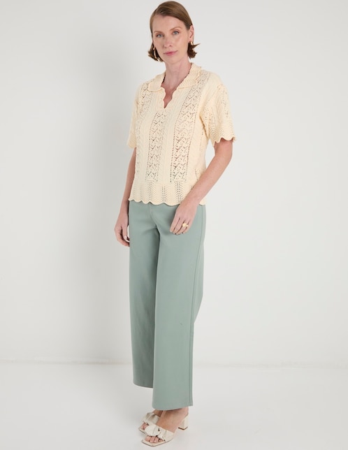 Jeans wide leg a la cintura para mujer 1