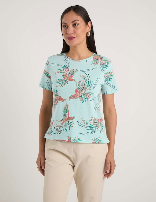 Playera manga corta cuello redondo para mujer 1