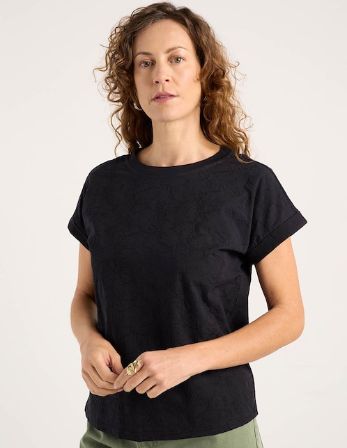 Playera manga corta cuello redondo para mujer 1