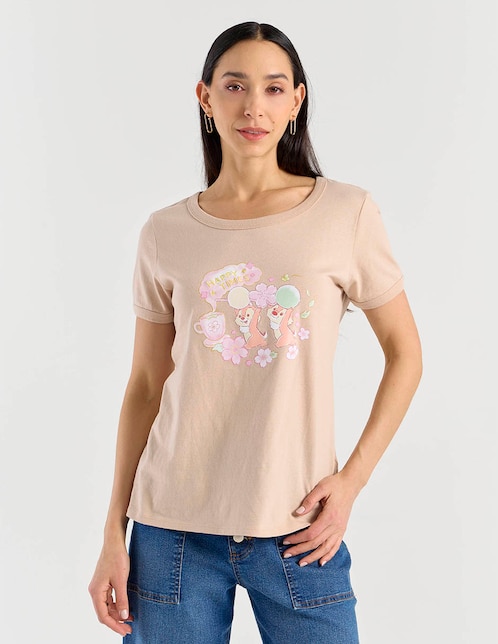 Playera manga corta Chip y Dale cuello redondo para mujer 1