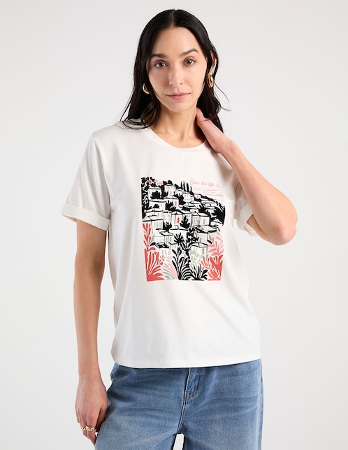 Playera manga corta cuello redondo para mujer 1