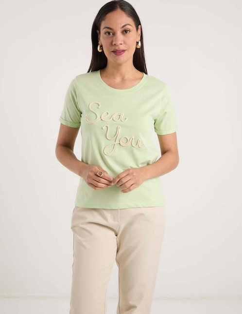 Playera manga corta Weekend cuello redondo para mujer