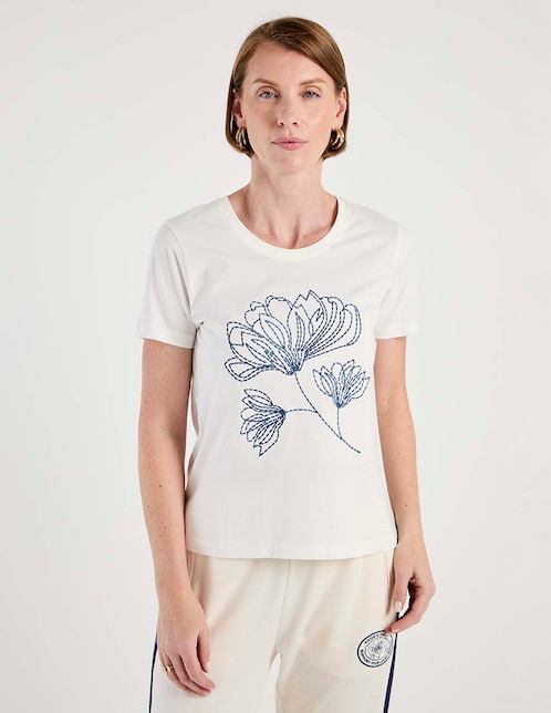 Playera manga corta cuello redondo para mujer 1