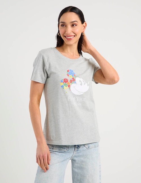 Playera manga corta Mickey Mouse cuello redondo para mujer 1