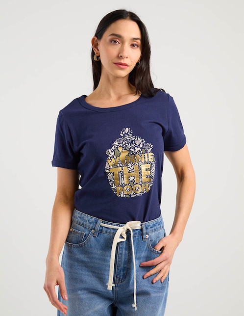 Playera manga corta cuello redondo para mujer 1
