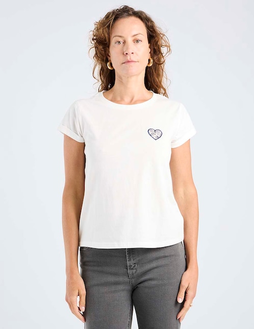 Playera manga corta cuello redondo para mujer 1