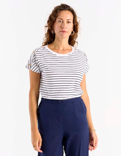 Playera manga corta cuello redondo para mujer 1