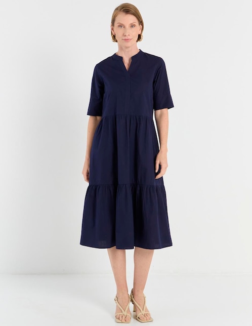 VESTIDO LARGO WEEKEND, CH, AZUL MARINO
