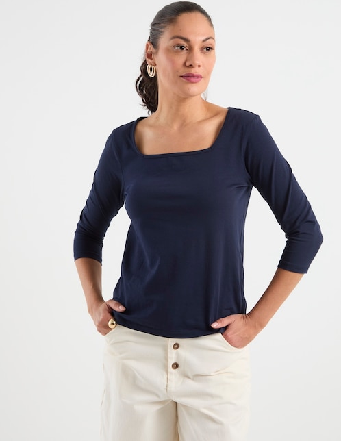 Playera manga 3/4 Weekend cuello redondo para mujer