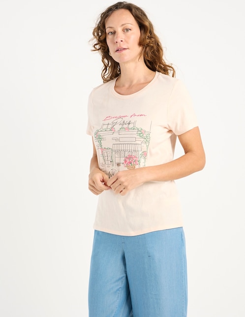 Playera manga corta cuello redondo para mujer 1