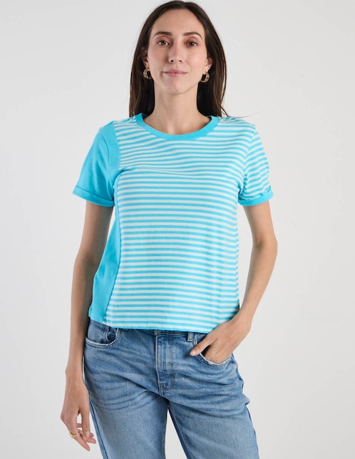 Playera manga corta cuello redondo para mujer 1