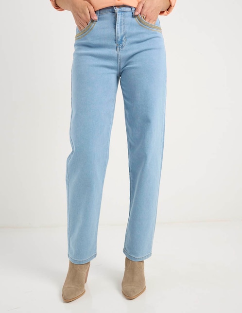 Jeans slim a la cintura para mujer 1