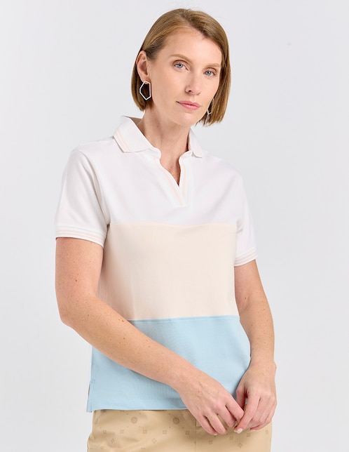 Playera manga corta cuello polo para mujer 1