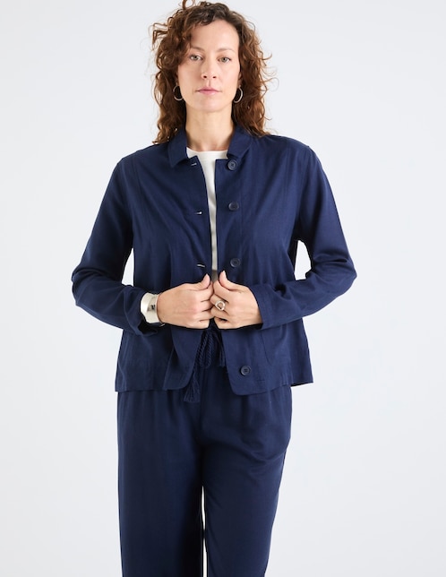 SACO WEEKEND, M, AZUL MARINO LISO RECTO