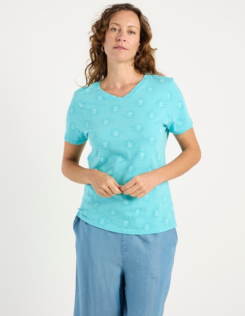 Playera manga corta cuello v para mujer 1