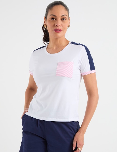 Playera manga corta cuello redondo para mujer 1