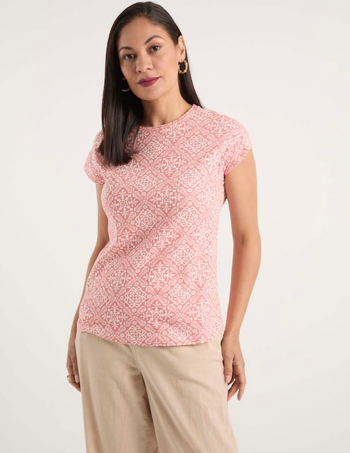 Playera manga corta cuello redondo para mujer 1